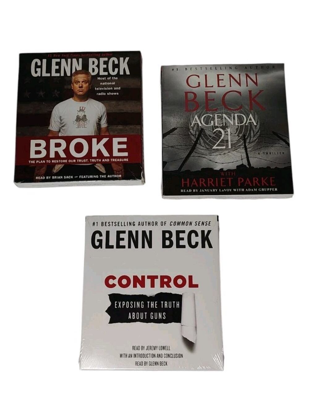 Glenn Beck Audiobook Lot CD's Agenda 21 Control Broke Thriller Truth About Guns
